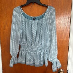 Elegant Blue Patterned Women's Top